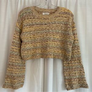 Zara Girls Multicolor Striped Cropped Sweater